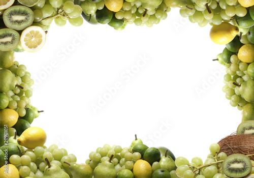 Green fruits isolated on white