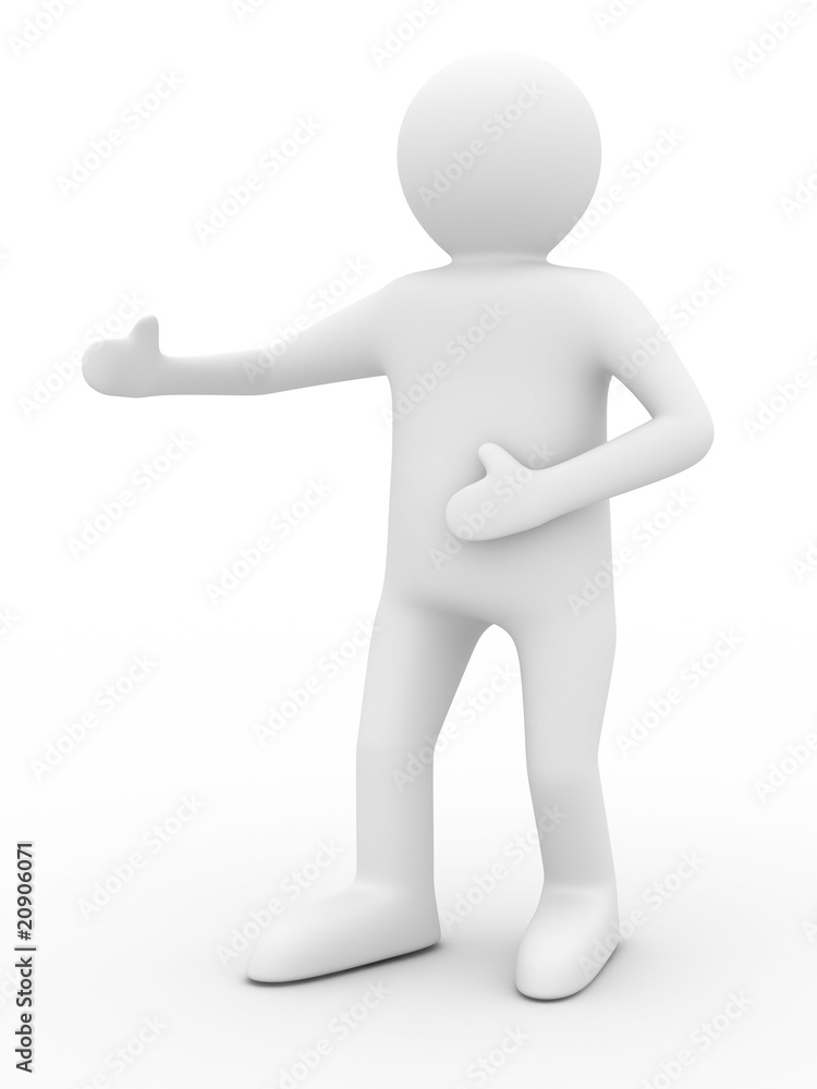 person in greeting pose. Isolated 3D image person in greeting pose. Isolated 3D image