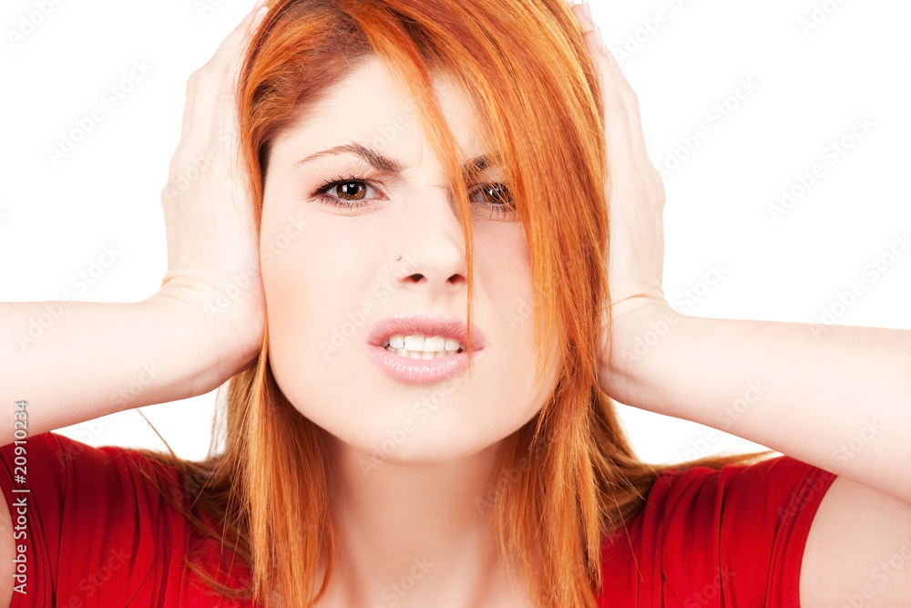 unhappy redhead woman unhappy redhead woman