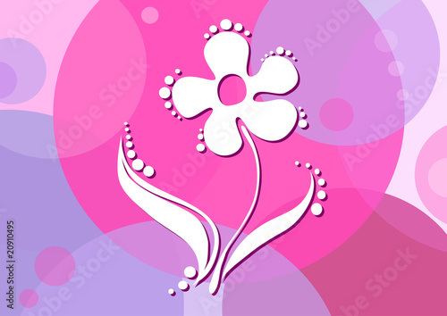 Vector illustration of flower on pink background