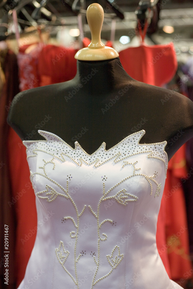 bride costumes on shop mannequins