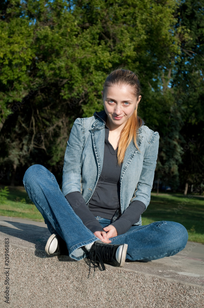 Cute girl in summer park Cute girl in summer park