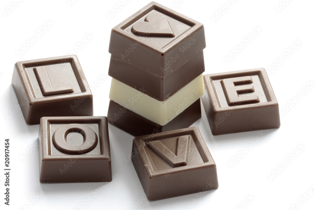 Chocolate puzzles with word Love Chocolate puzzles with word Love
