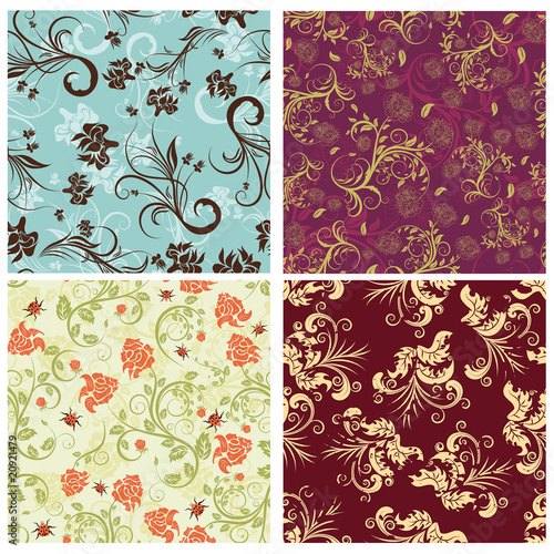 seamless floral backgrounds set