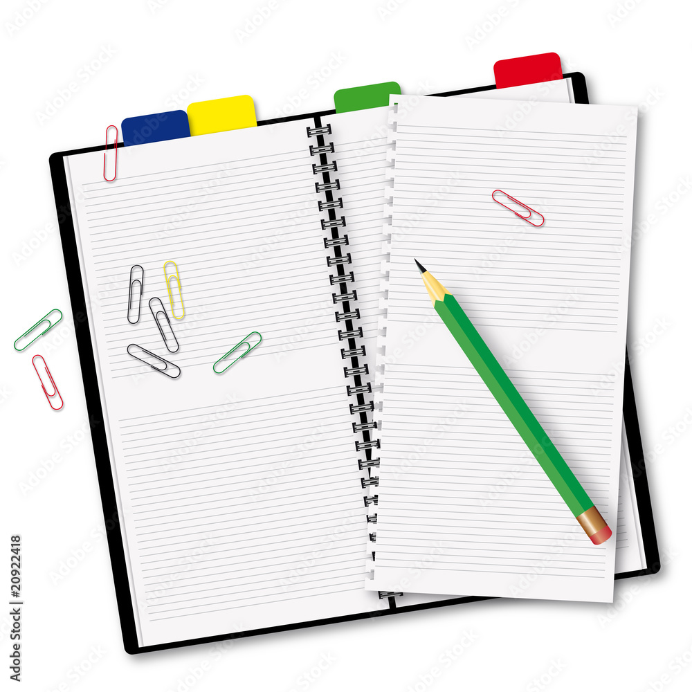 Open diary with a pencil Open diary with a pencil