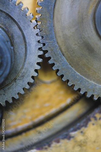 Closeup of two gears