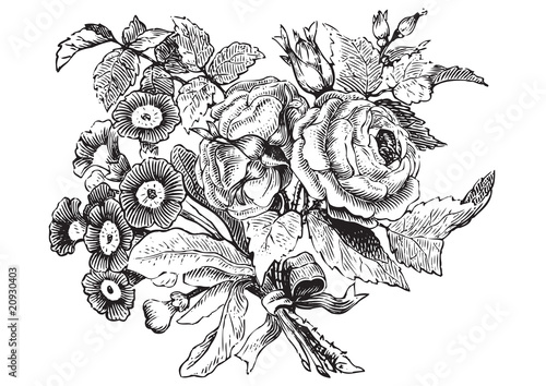 antique flowers engraving (vector)
