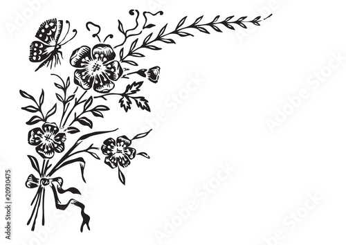 antique flowers corner engraving (vector)