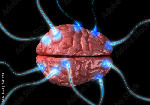 Humna brain with flashing impulses photo