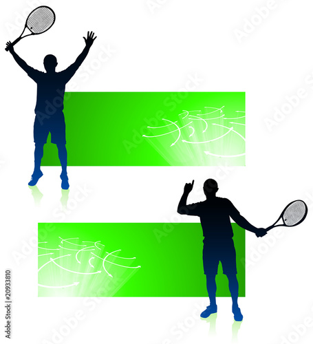 Tennis Player with Green Banners