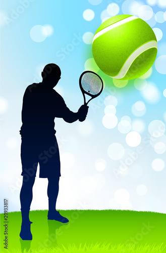 Tennis Player on Lens Flare Nature Background