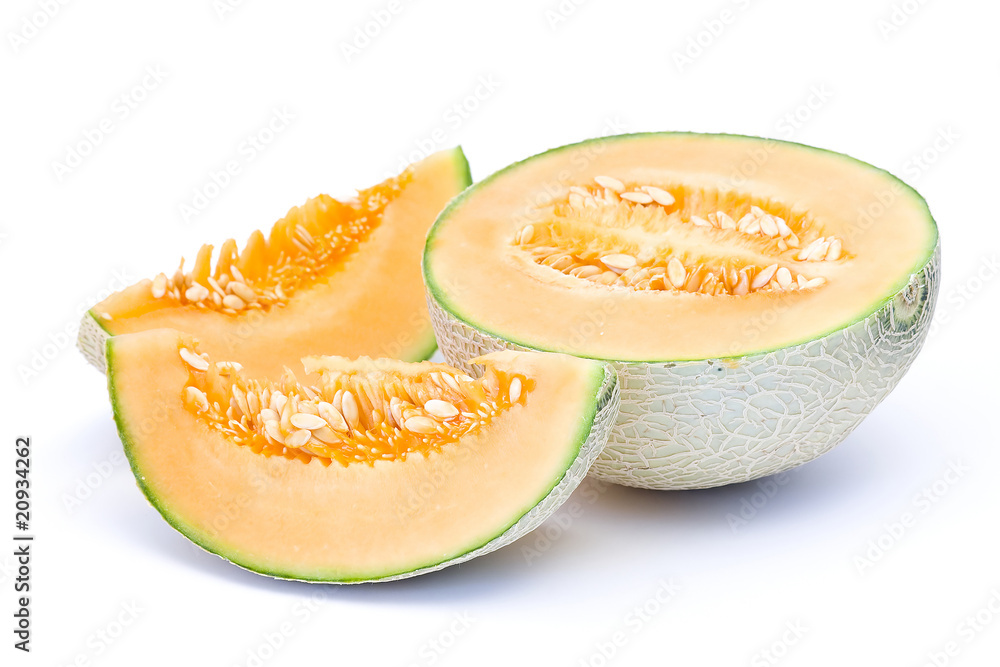 orange cantaloupe melon isolated on white background orange cantaloupe melon isolated on white background
