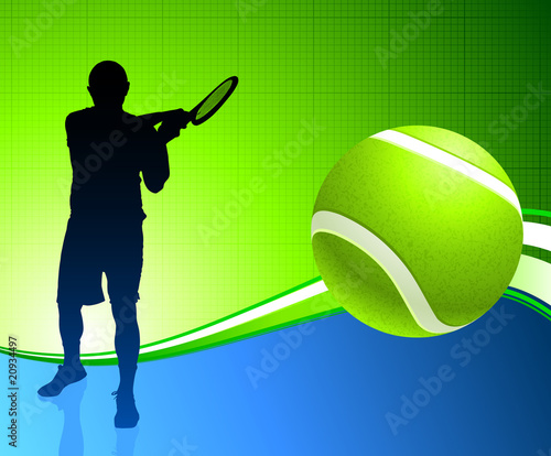 Tennis Player on Abstract Background