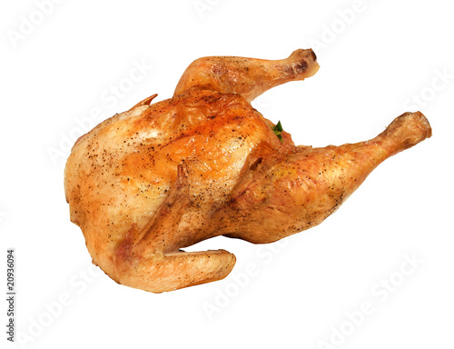 roast chicken isolated on white