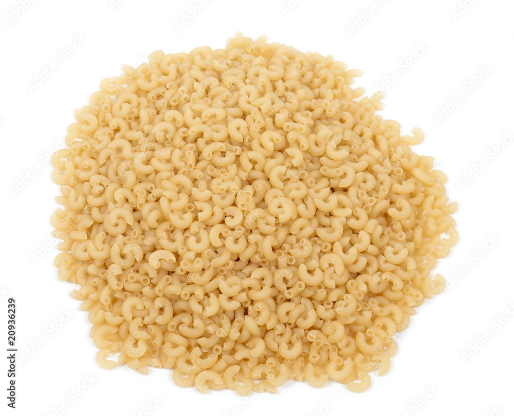 raw pasta on the white background raw pasta on the white background