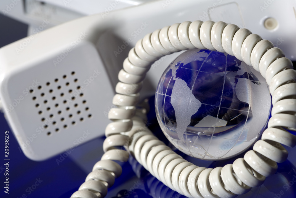 Glass globe with phone Glass globe with phone