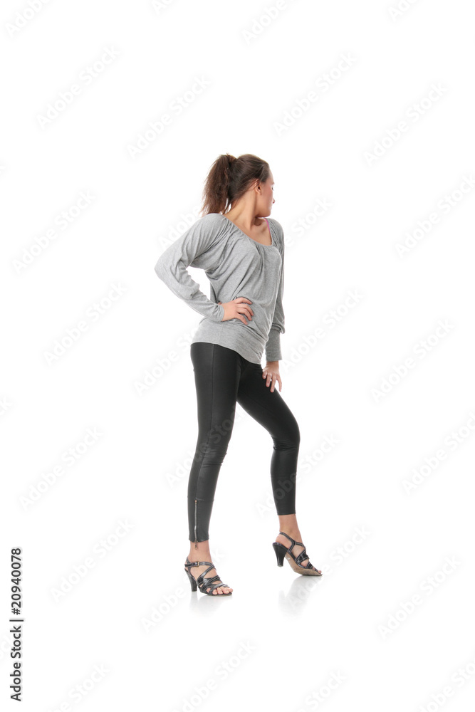 Young woman training rumba dance Young woman training rumba dance