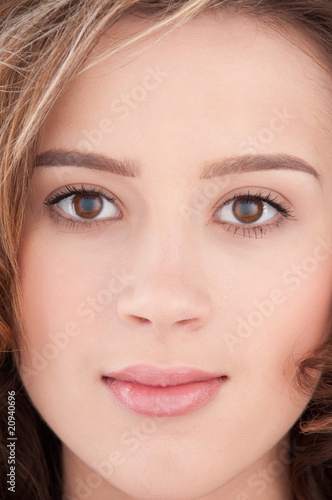 Close-up of beautiful girl with clear maekeup