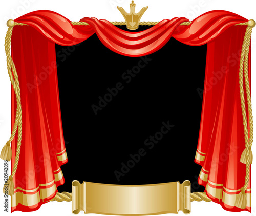 Magnificent curtain, with a crown and a roll tag