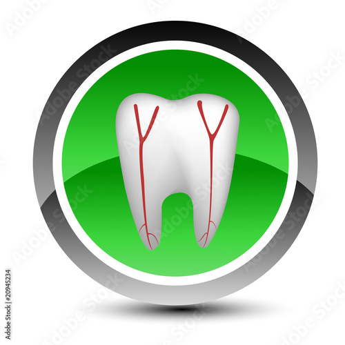 Medical icon with a tooth. Vector illustration.