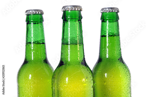 Three Green Beer Bottles