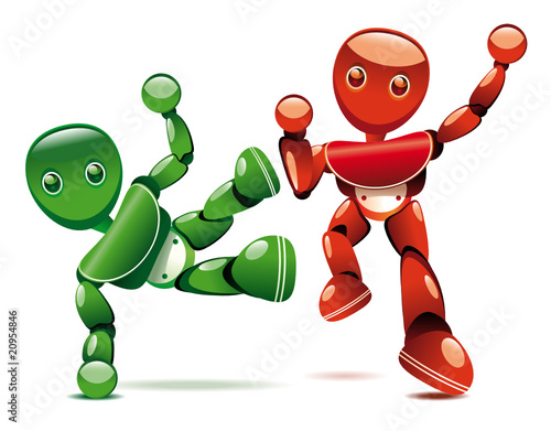 Couple de robotos danseurs de hip hop