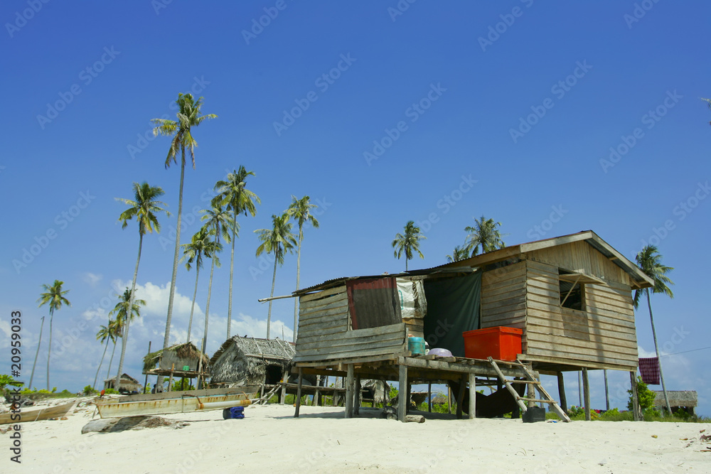 Native house of the Bajau Laut at the Sibuan Island, Borneo
