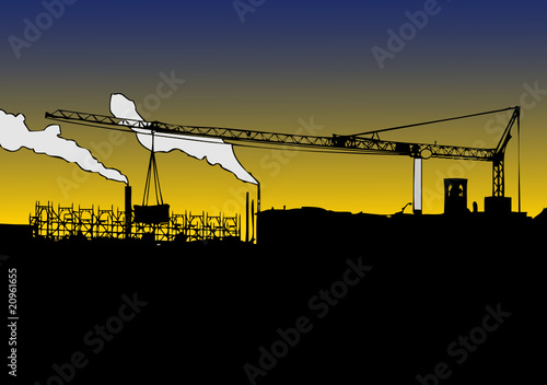 Paesaggio urbano con gru