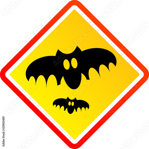 Bat warning sign, vector illustration