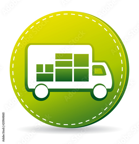 Green delivery truck icon.
