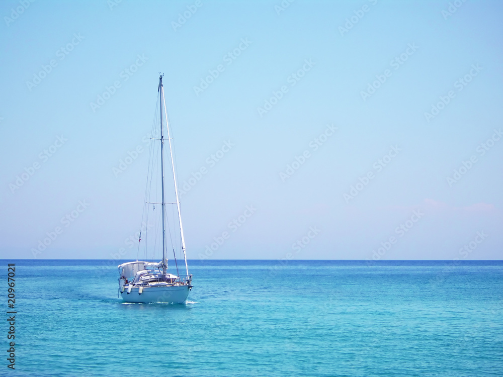 Yacht floating in the Mediterranean sea