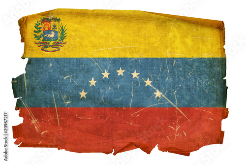 Venezuela Flag old, isolated on white background.