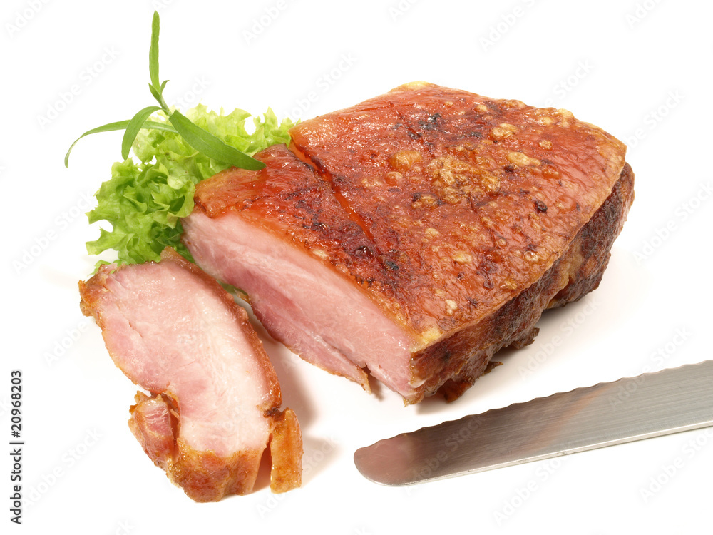 Schweinekrustenbraten mit Messer