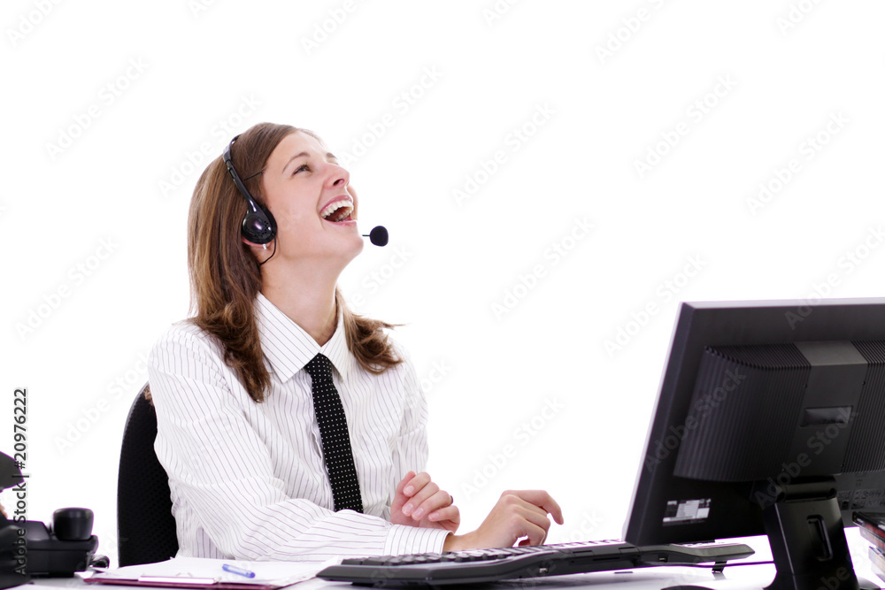 Close-up face of smiling woman in headphones Close-up face of smiling woman in headphones