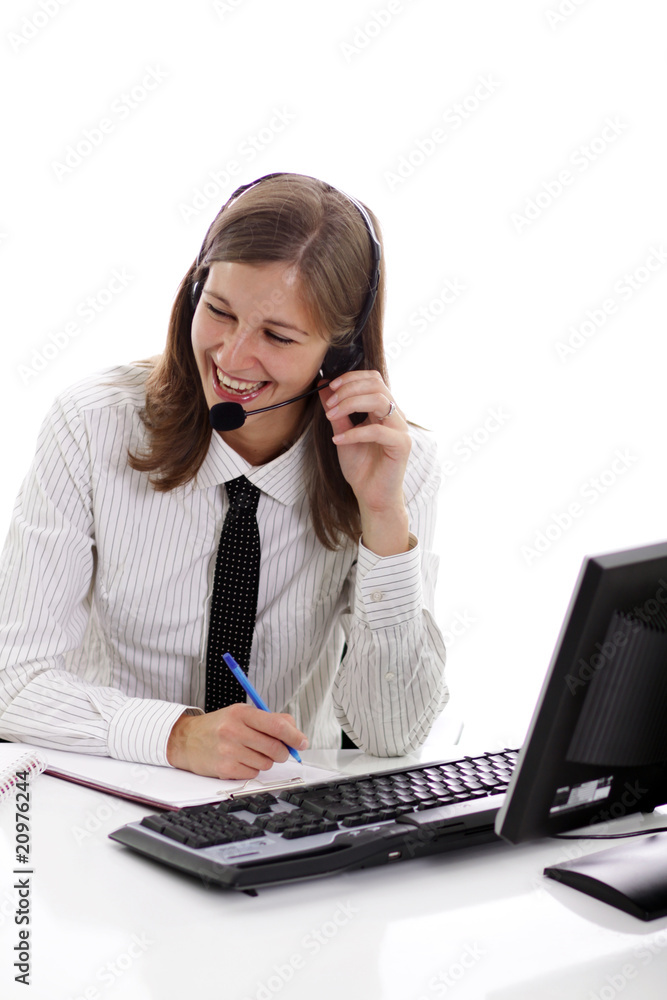 Close-up face of smiling woman in headphones Close-up face of smiling woman in headphones