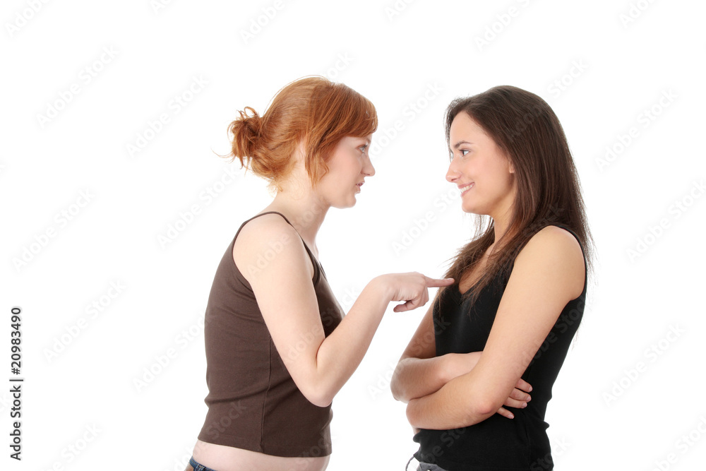 Two young womans talking Two young womans talking
