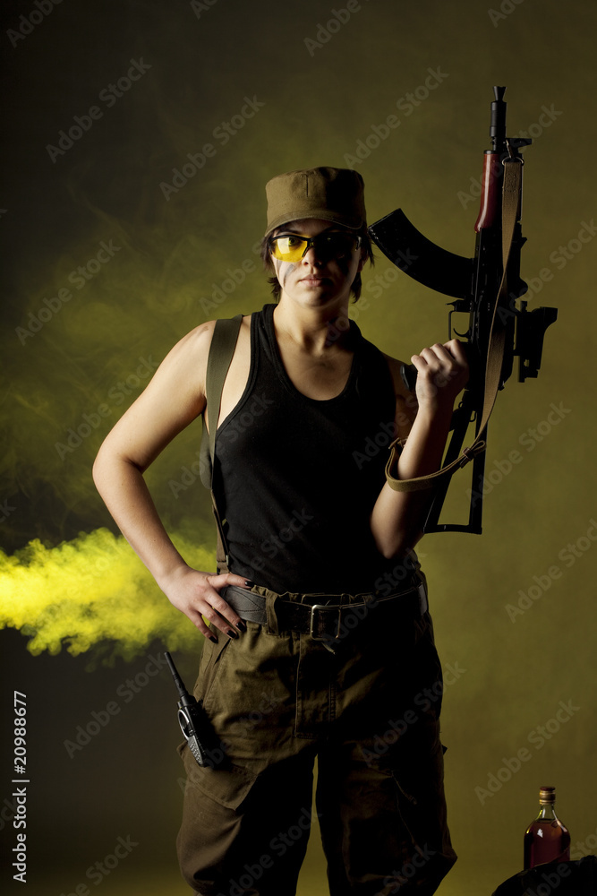 Girl soldiers in the smoke Girl soldiers in the smoke