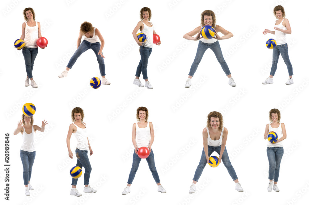 woman with colored balls woman with colored balls