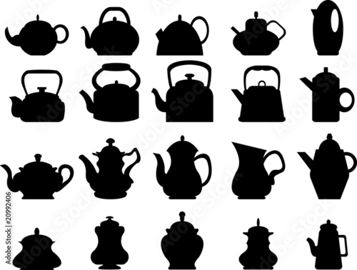 Collection of vector teapots