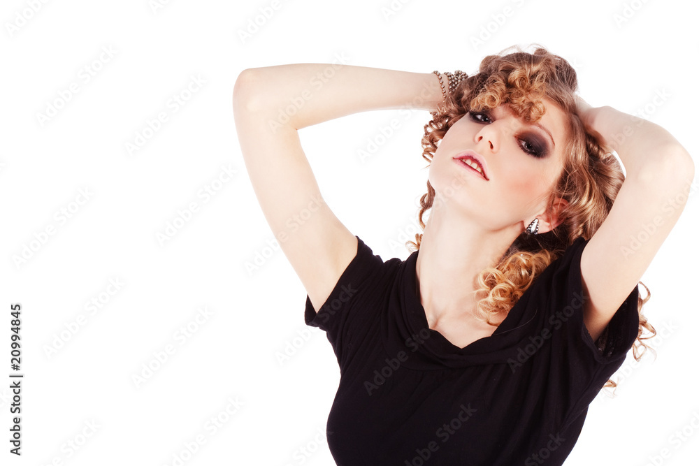 Obraz premium Beautiful adorable young girl in black