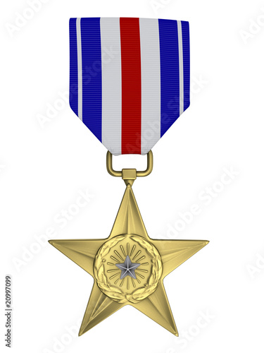 3d render Silver star medal