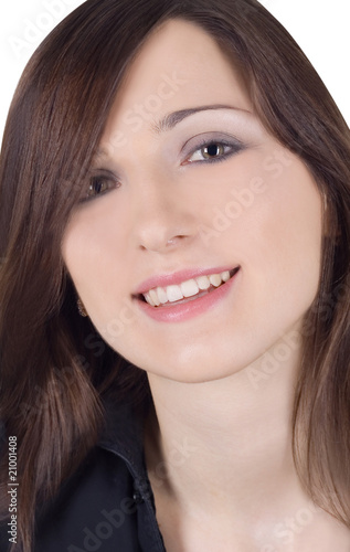Brightly close-up portrait of lovely brunette