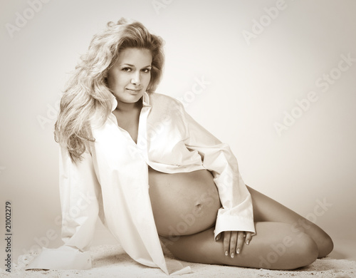 Beautiful pregnant woman, sepia