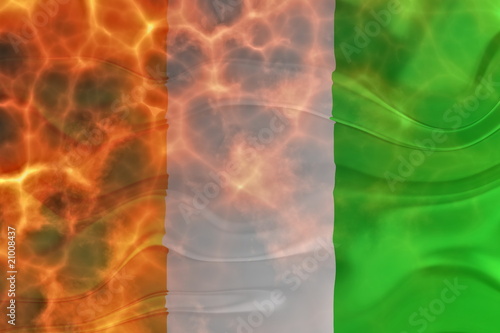 Flag of Ivory Coast wavy burning