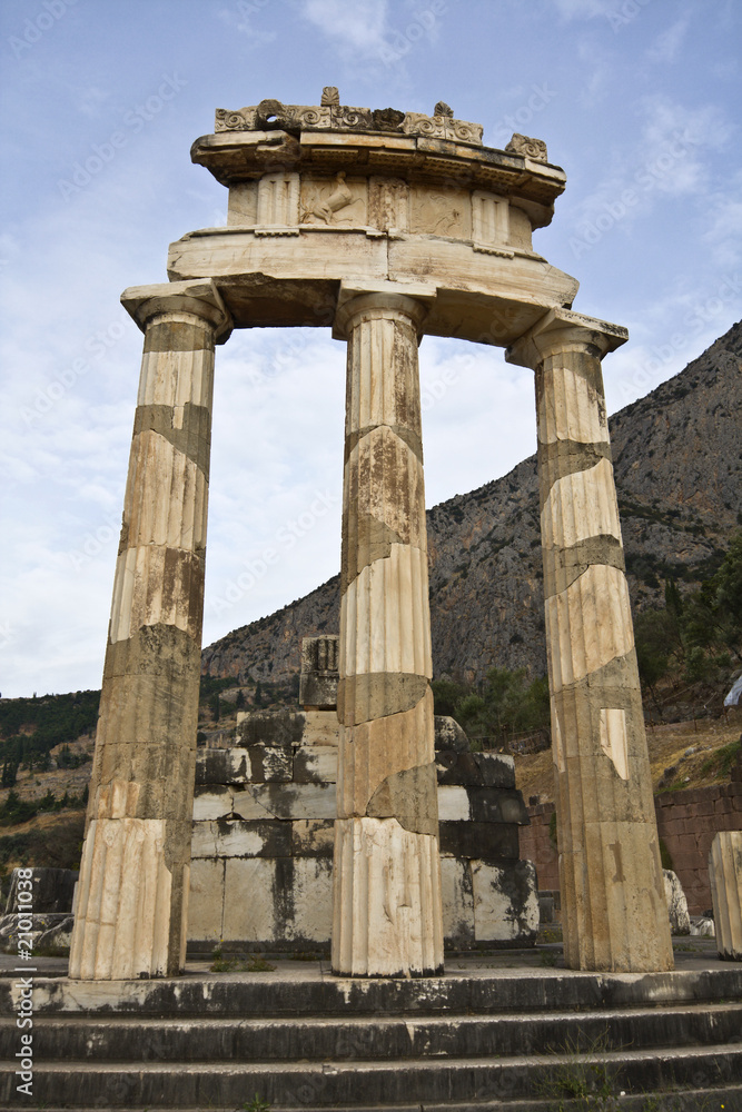 Temple of Athena pronoia at Delphi oracle in Greece