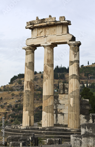 Temple of Athena pronoia at Delphi oracle, Greece photo