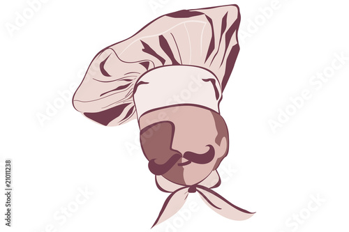 Chef with mustache and hat.