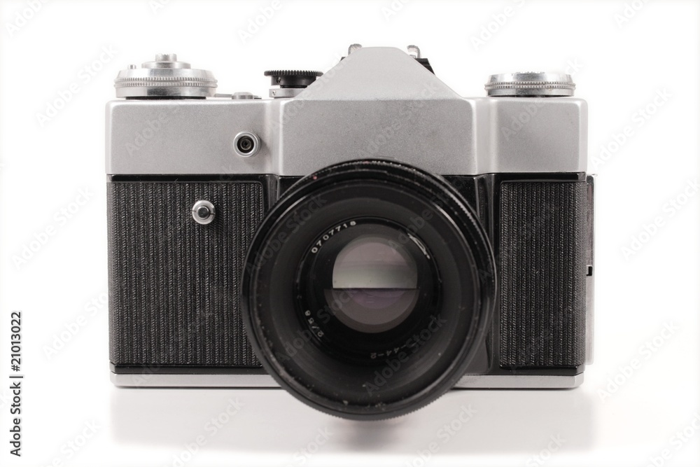 old russian analog camera isolated on white