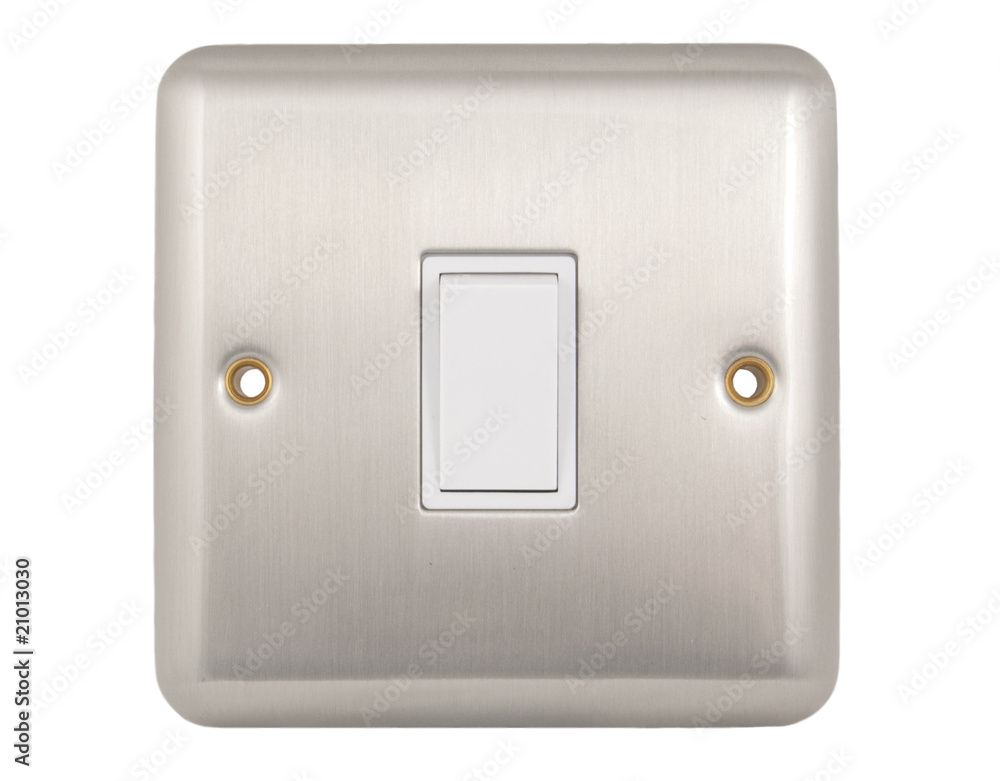 single wall mounted light switch isolated on white background single wall mounted light switch isolated on white background