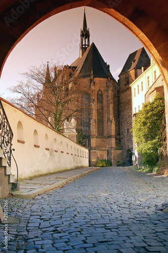 In Altenburg vom Torhaus Ansicht der Schlosskirche